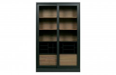 CABINET BLACK NATURAL WOOD WITH SLIDING DOOR 